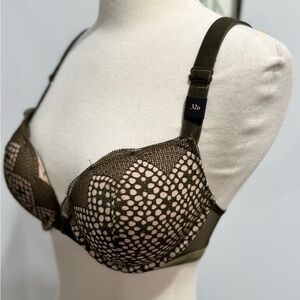 Victoria's Secret Very Sexy Limited Edition Olive Green Velvet Strap Push-up Bra
